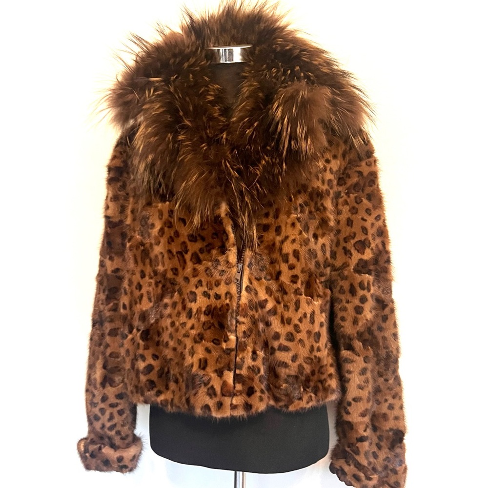 NWT Genuine Mink Leopard Print Jacket